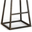 Marv Barstool Set of 2- Brown Contoured Mahogany Wood- Black Metal