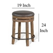 Yael Swivel Counter Stool Set of 2- Gray Faux Leather- Brown- Black