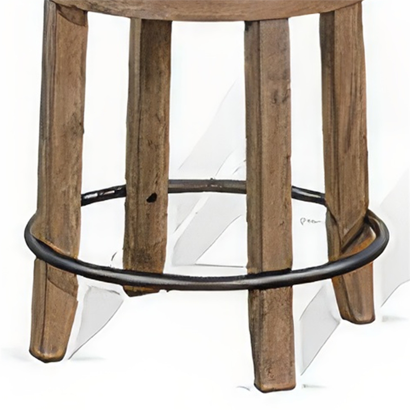 Yael Swivel Counter Stool Set of 2- Gray Faux Leather- Brown- Black