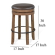 Yael Swivel Backless Barstool Set of 2- Gray Faux Leather- Brown Wood
