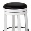 Orso Swivel Counter Stool Set of 2- Black Faux Leather- White Wood