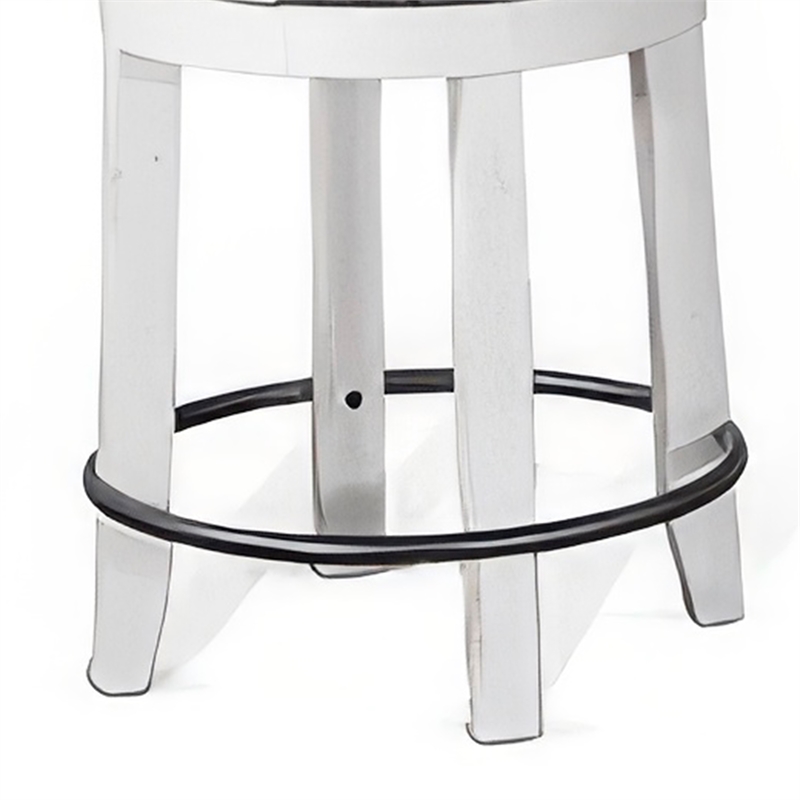 Orso Swivel Counter Stool Set of 2- Black Faux Leather- White Wood
