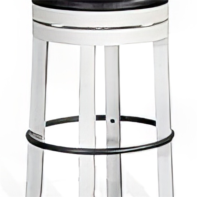 Orso Swivel Barstool Set of 2- Black Faux Leather- White Wood- Black