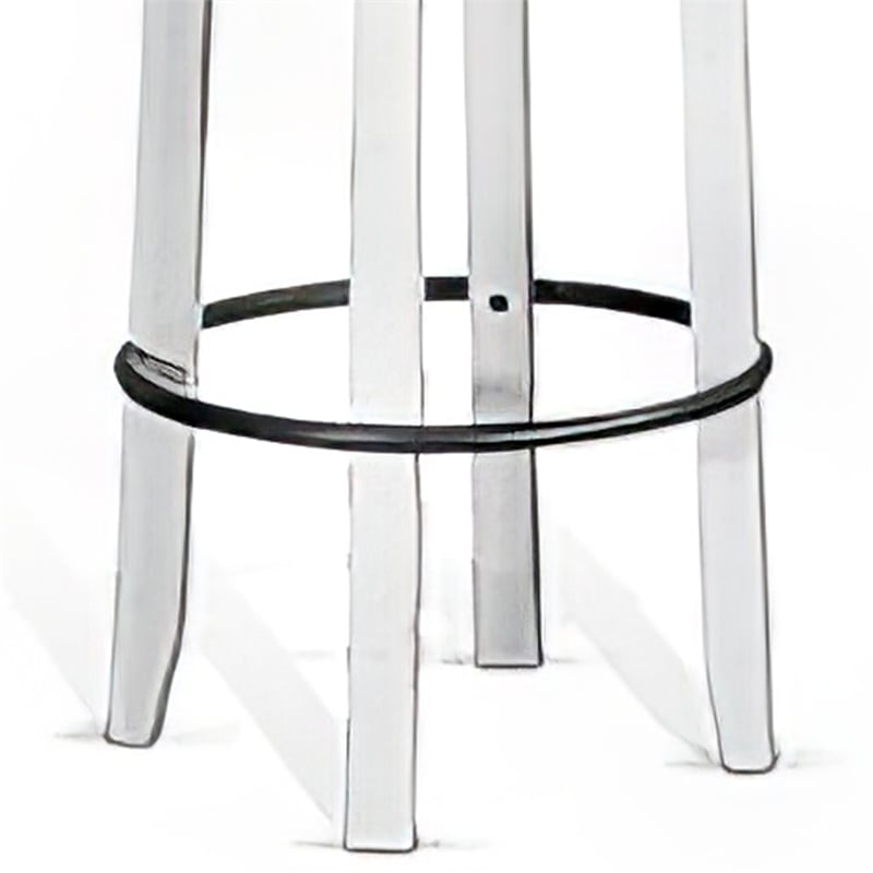 Orso Swivel Barstool Set of 2- Black Faux Leather- White Wood- Black
