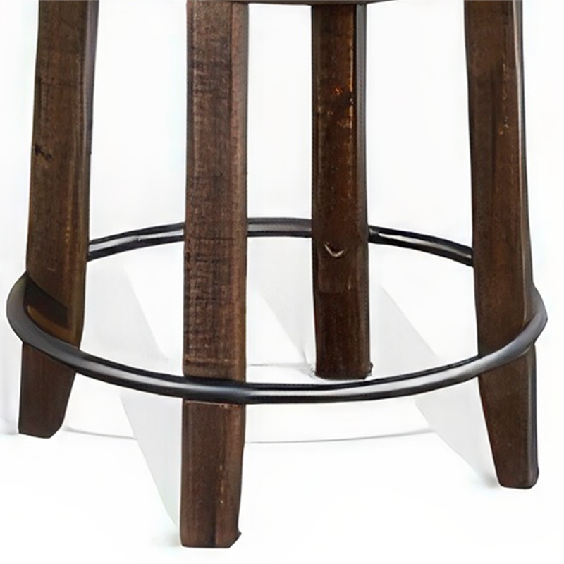 Flint Swivel Counter Stool Set of 2- Black Faux Leather- Dark Brown