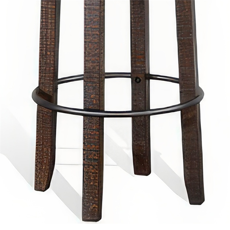 Flint Swivel Barstool Set of 2- Black Faux Leather- Dark Brown Wood