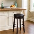 Flint Swivel Barstool Set of 2- Black Faux Leather- Dark Brown Wood
