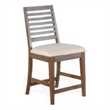 Yael Counter Height Stool Set of 2- Ivory White- Light Brown Wood