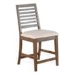 Yael Counter Height Stool Set of 2- Ivory White- Light Brown Wood