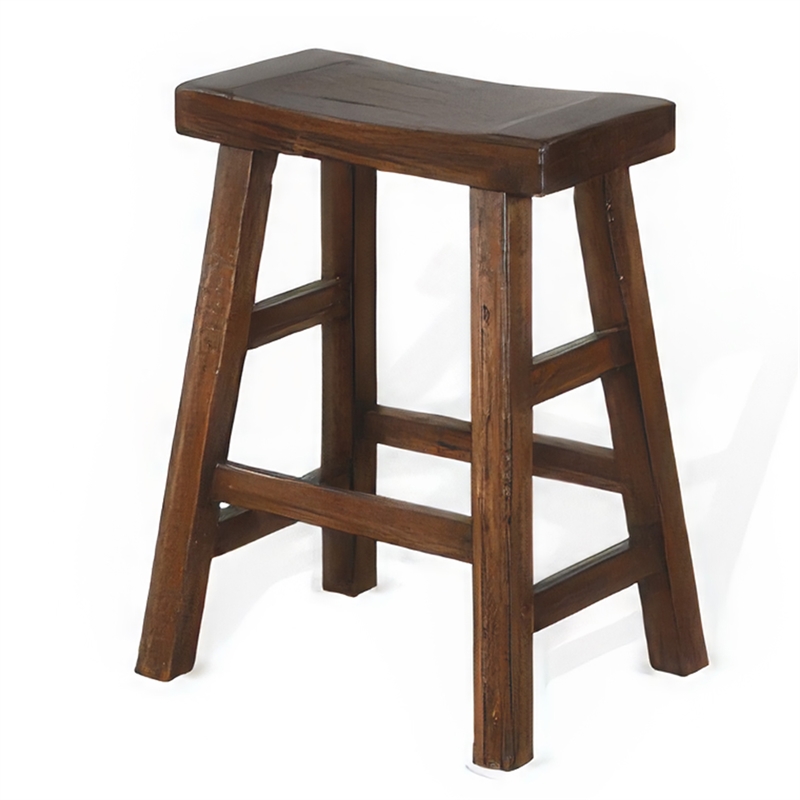 Reggie Counter Stool Set of 2- Saddle Seat Mocha Brown Mahogany