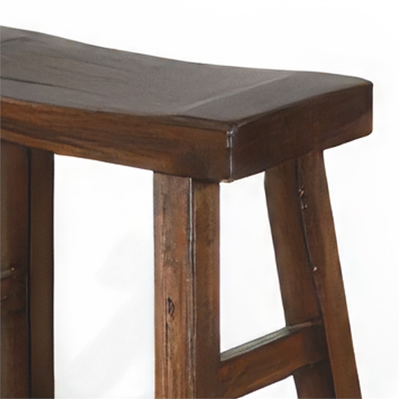 Reggie Counter Stool Set of 2- Saddle Seat Mocha Brown Mahogany