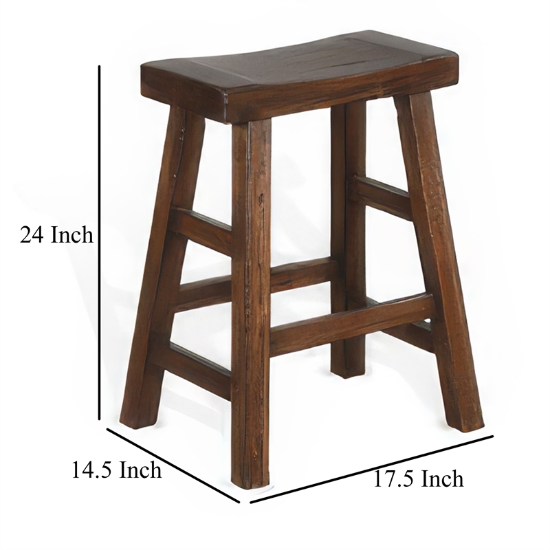 Reggie Counter Stool Set of 2- Saddle Seat Mocha Brown Mahogany