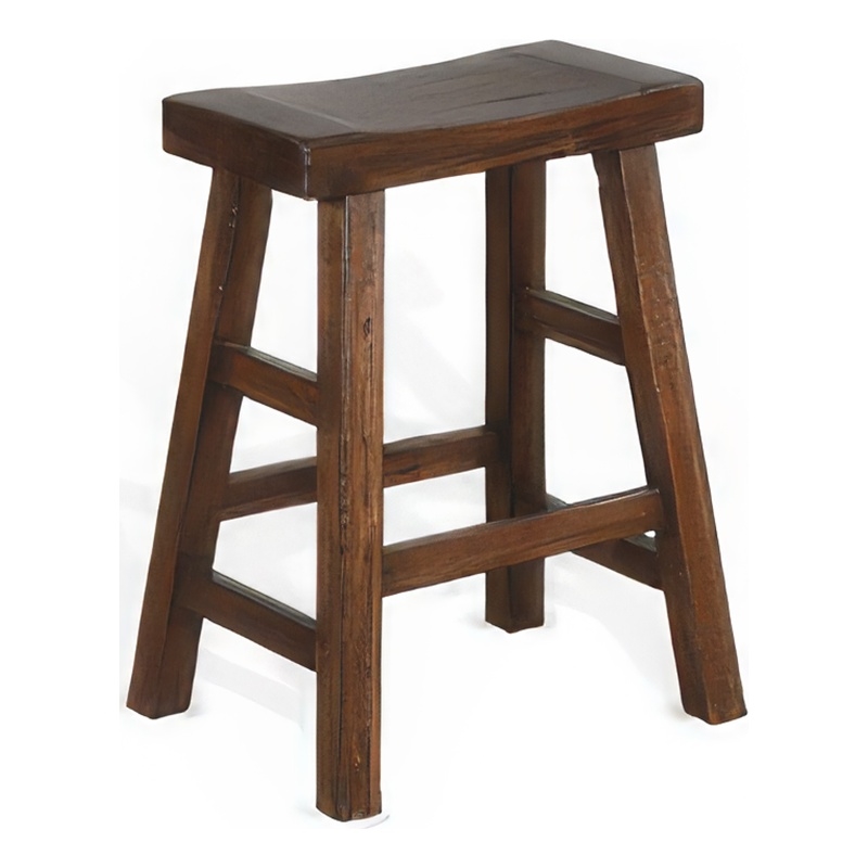 Reggie Counter Stool Set of 2- Saddle Seat Mocha Brown Mahogany