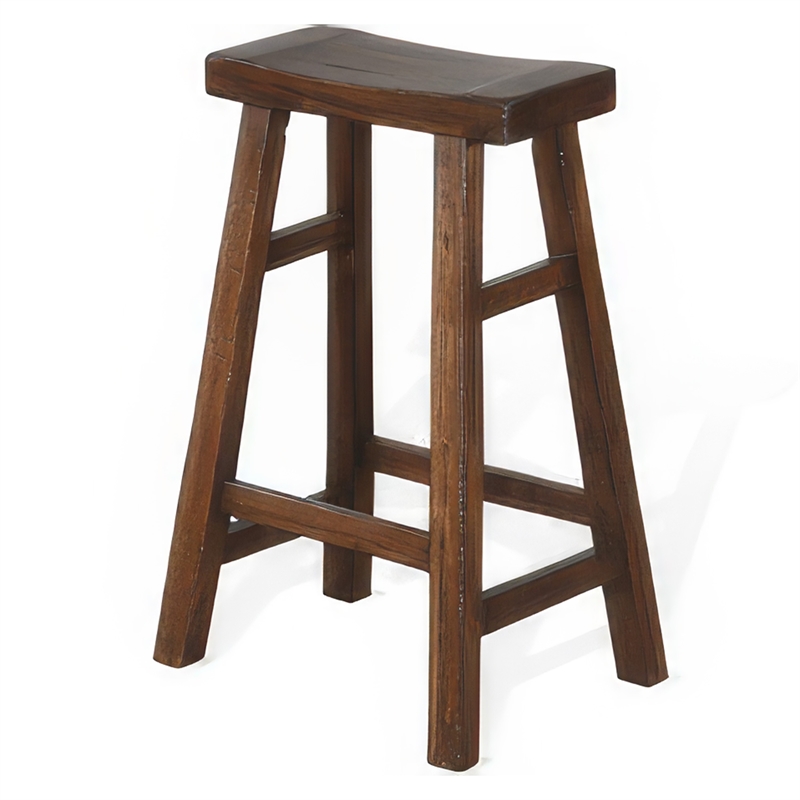 Reggie Barstool Set of 2- Saddle Seat- Mocha Brown Mahogany- 30 Inch