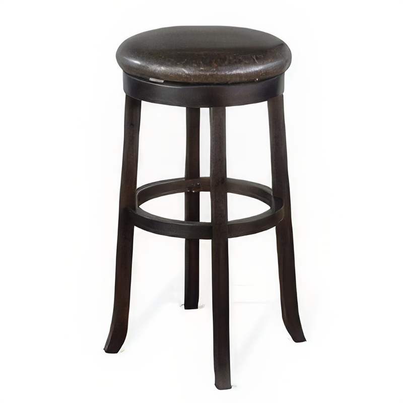 Elon Swivel Barstool Set of 2- Black Faux Leather Cushioned- 30 Inch