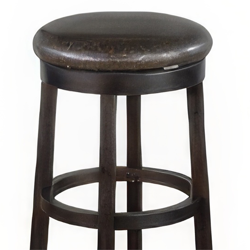 Elon Swivel Barstool Set of 2- Black Faux Leather Cushioned- 30 Inch