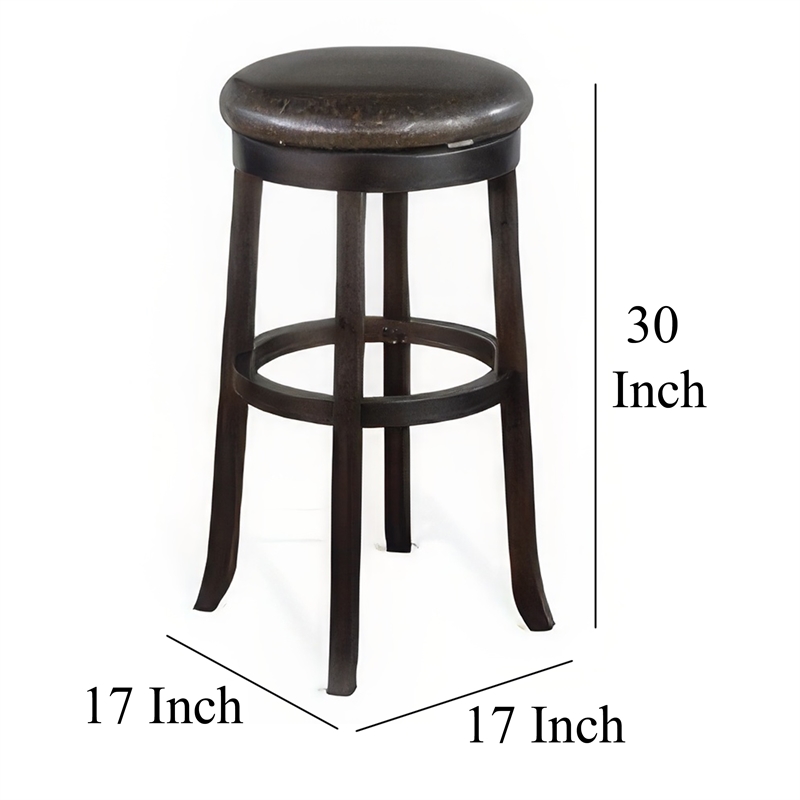 Elon Swivel Barstool Set of 2- Black Faux Leather Cushioned- 30 Inch