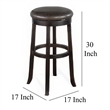 Elon Swivel Barstool Set of 2- Black Faux Leather Cushioned- 30 Inch