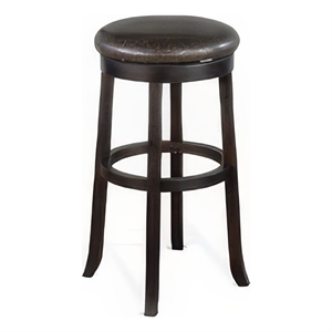 Elon Swivel Barstool Set of 2- Black Faux Leather Cushioned- 30 Inch
