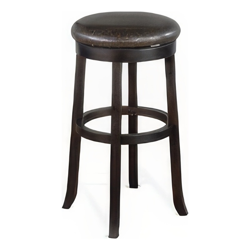 Elon Swivel Barstool Set of 2- Black Faux Leather Cushioned- 30 Inch