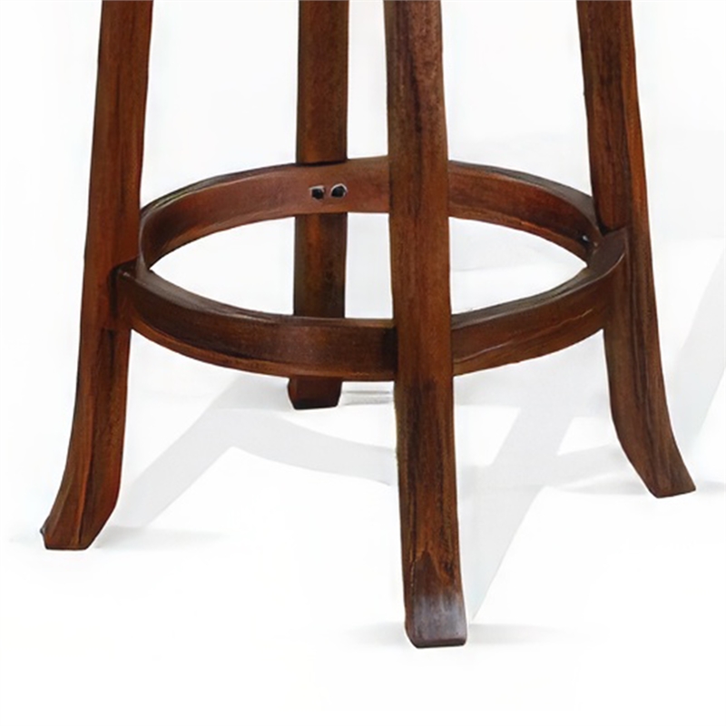 Odel Swivel Counter Stool Set of 2- Brown Faux Leather- Dark Mahogany