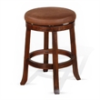 Odel Swivel Counter Stool Set of 2- Brown Faux Leather- Dark Mahogany