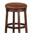 Odel Swivel Barstool Set of 2- Brown Faux Leather- Dark Mahogany