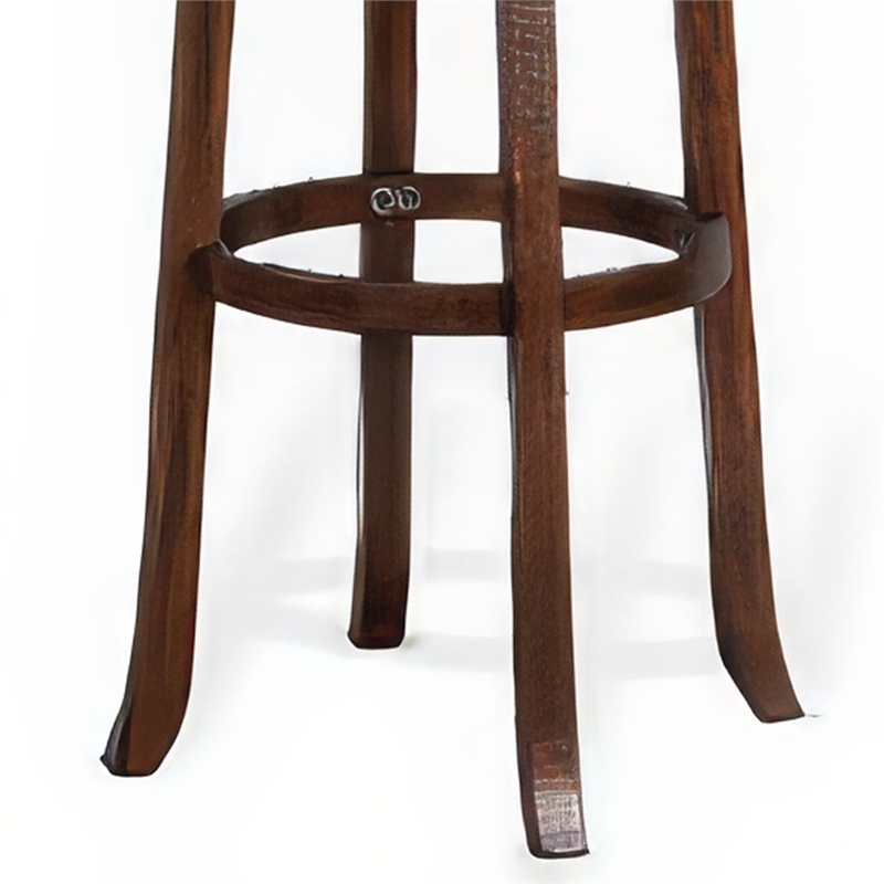 Odel Swivel Barstool Set of 2- Brown Faux Leather- Dark Mahogany