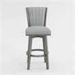 Core Set of 2 Swivel Barstool Chairs- Gray Wood- Channeled Velvet