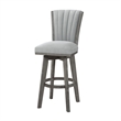 Core Set of 2 Swivel Barstool Chairs- Gray Wood- Channeled Velvet
