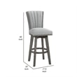 Core Set of 2 Swivel Barstool Chairs- Gray Wood- Channeled Velvet