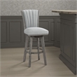 Core Set of 2 Swivel Barstool Chairs- Gray Wood- Channeled Velvet