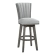 Core Set of 2 Swivel Barstool Chairs- Gray Wood- Channeled Velvet