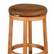Marv Swivel Barstool Set of 2- Brown Faux Leather- Mahogany Wood