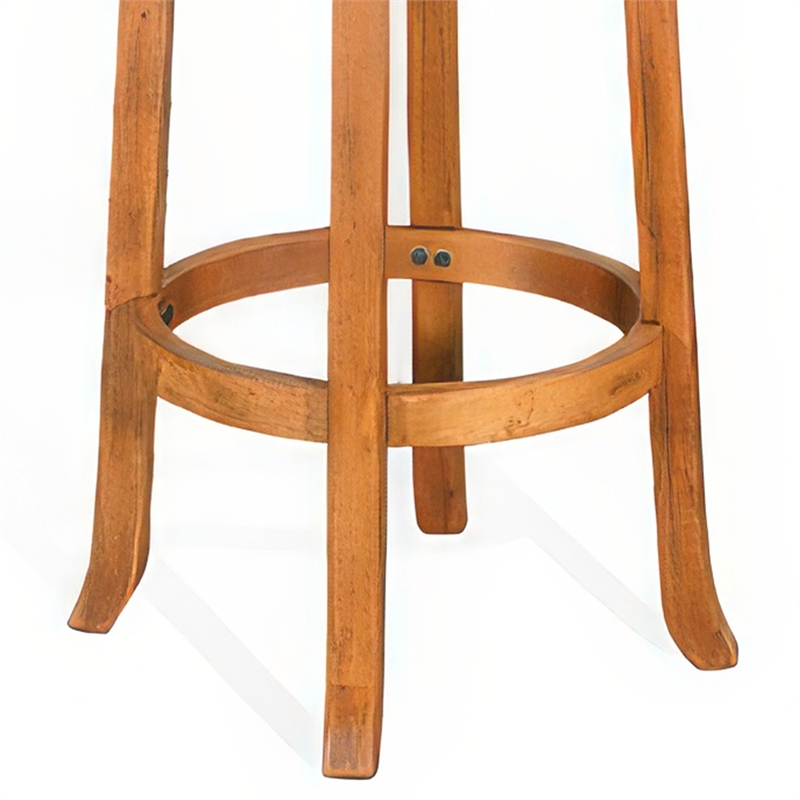 Marv Swivel Barstool Set of 2- Brown Faux Leather- Mahogany Wood