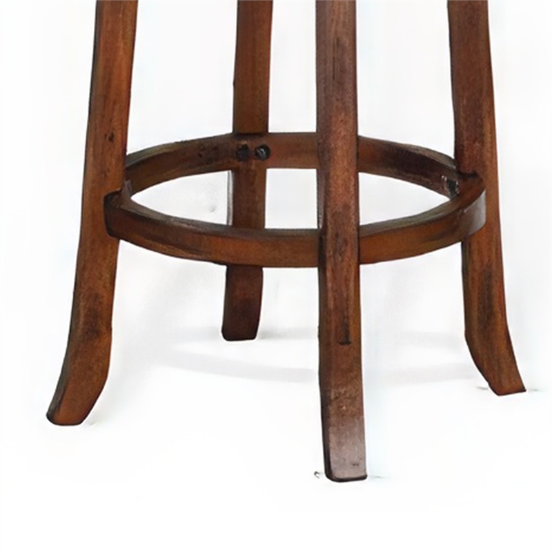 Reggie Swivel Counter Stool Set of 2- Black Faux Leather- Brown Wood