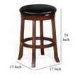 Reggie Swivel Counter Stool Set of 2- Black Faux Leather- Brown Wood