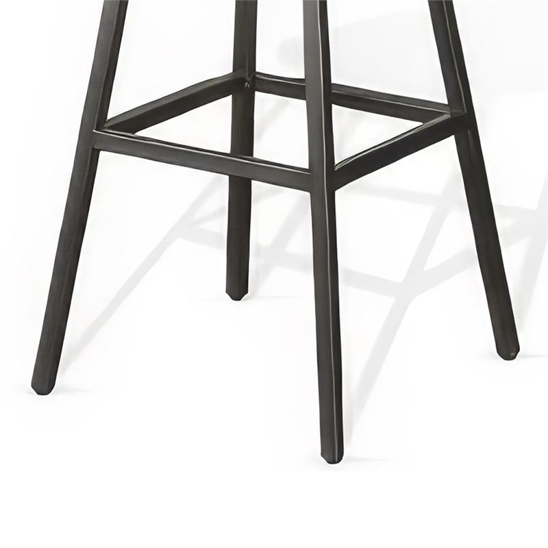 Yael Barstool Set of 2- Low Back- Black- Rustic Brown Mahogany 30 Inch