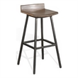 Yael Barstool Set of 2- Low Back- Black- Rustic Brown Mahogany 30 Inch