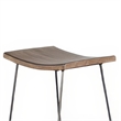 Yael Counter Stool Set of 2- Curved Seat- Rustic Brown Wood- 24 Inch