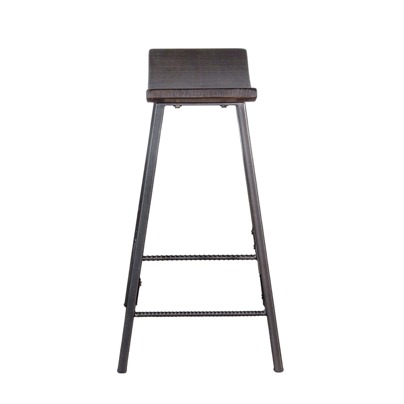 Flint Counter Stool Set of 2- Curved Dark Brown Mahogany- 24 Inch