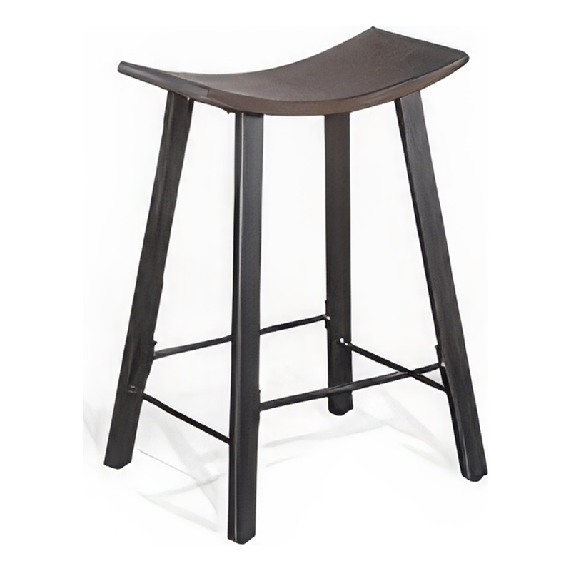 Flint Counter Stool Set of 2- Curved Dark Brown Mahogany- 24 Inch