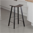 Zayle Barstool Set of 2- Black Angled Legs- Dark Brown Wood- 30 Inch