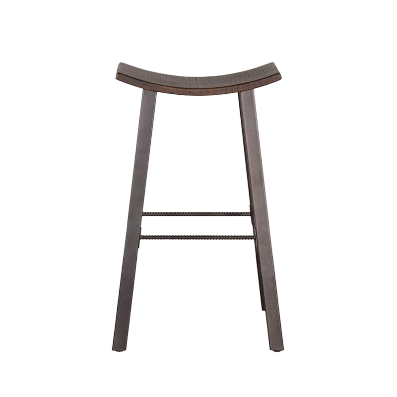 Zayle Barstool Set of 2- Black Angled Legs- Dark Brown Wood- 30 Inch
