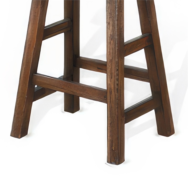 Odel Counter Stool Set of 2- Saddle Seat- Dark Brown Mahogany Wood