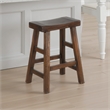 Odel Counter Stool Set of 2- Saddle Seat- Dark Brown Mahogany Wood