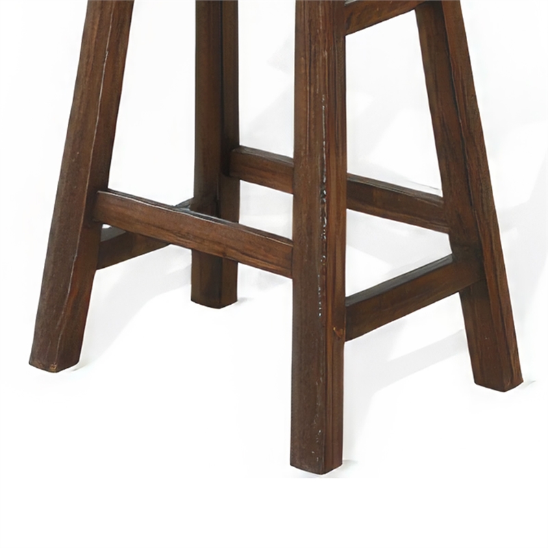 Odel Barstool Set of 2- Saddle Seat- Dark Brown Mahogany Wood- 30 Inch