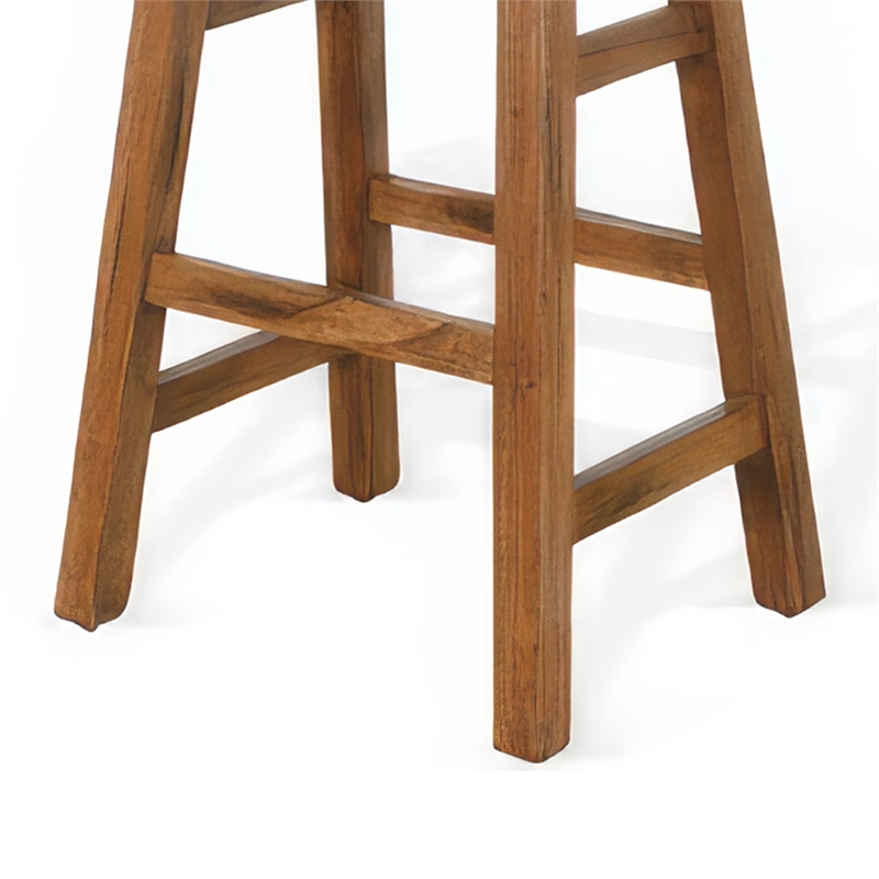 Marv Barstool Set of 2- Saddle Seat- Rustic Oak Mahogany Wood- 30 Inch