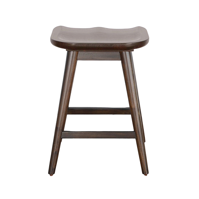 Ameri Counter Height Stool- Saddle Seat- Dark Brown Mahogany