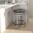 Zeka Swivel Counter Stool Set of 2- Rich Black Faux Leather- Gray